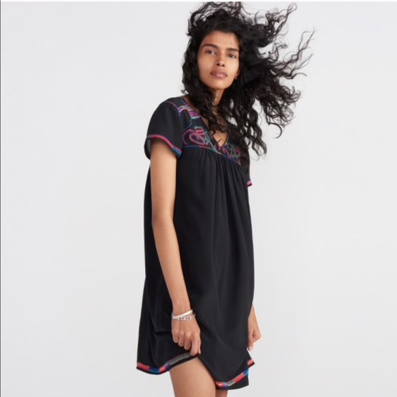 Madewell Dresses & Skirts - Madewell Embroidered Silk Cross-stitch Dress